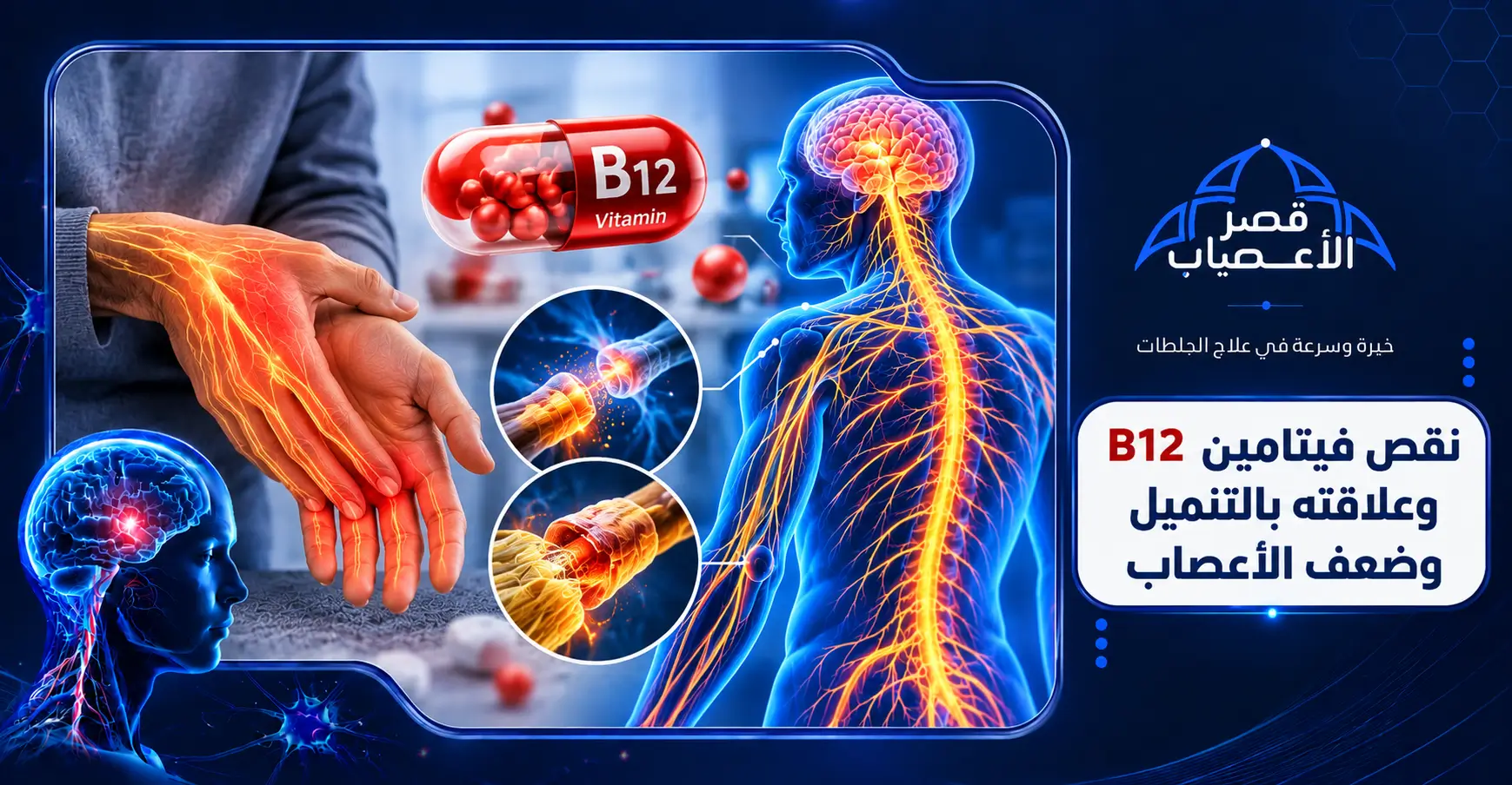 نقص فيتامين B12 وعلاقته بالتنميل وضعف الأعصاب